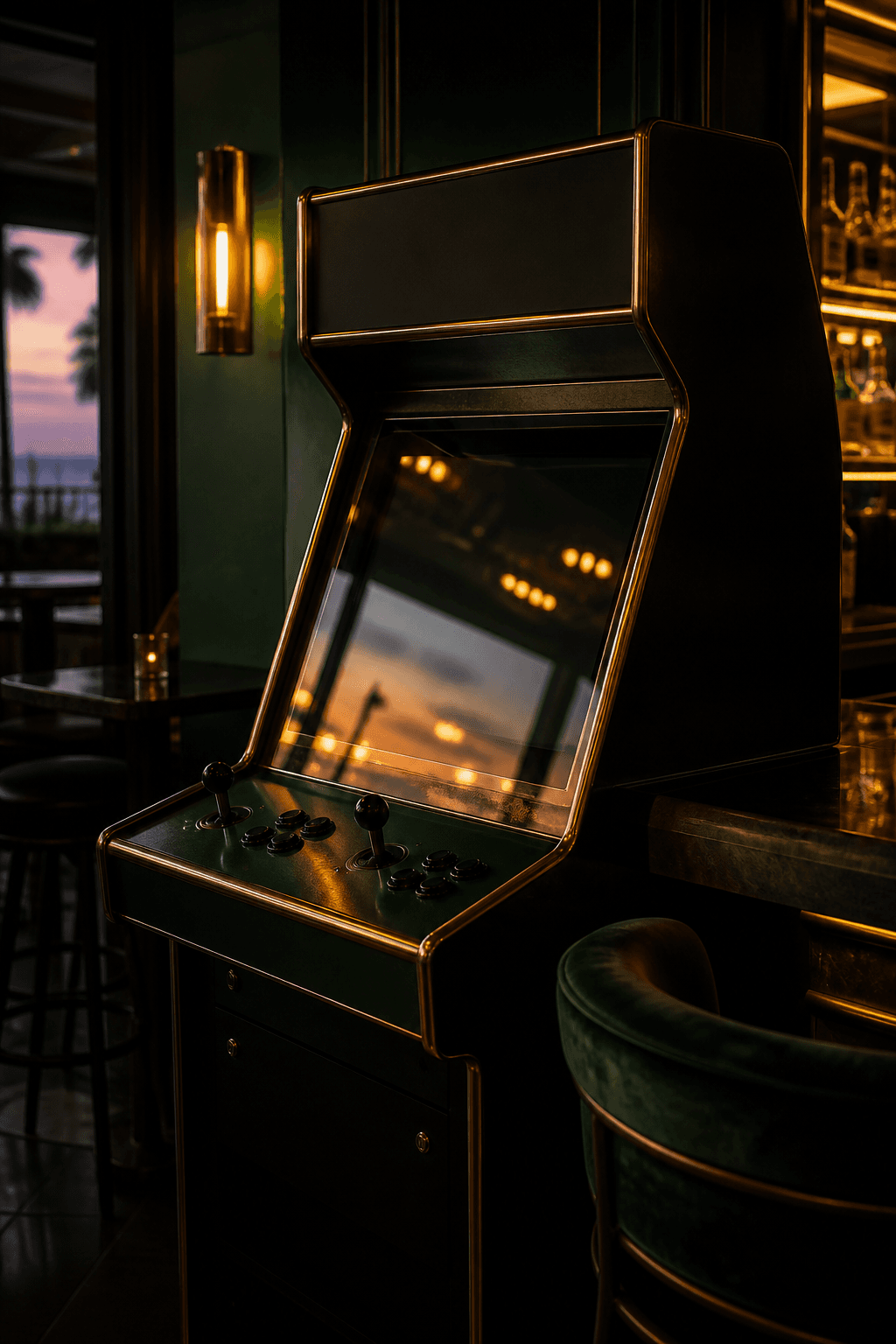 Borne arcade premium dans un bar
